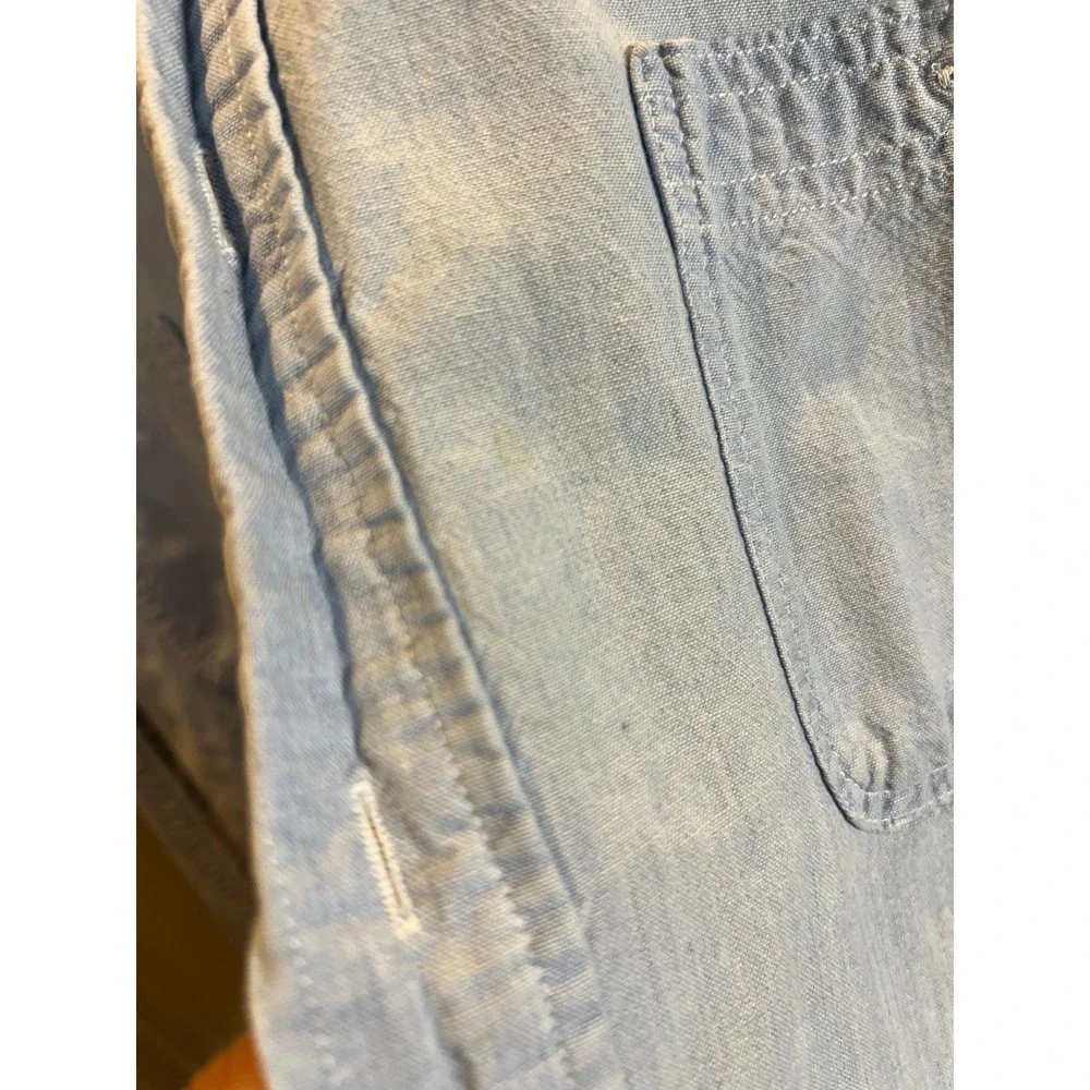 Vintage OshKosh B'gosh Kids Large Blue Chambray Button Down Shirt Made in USA